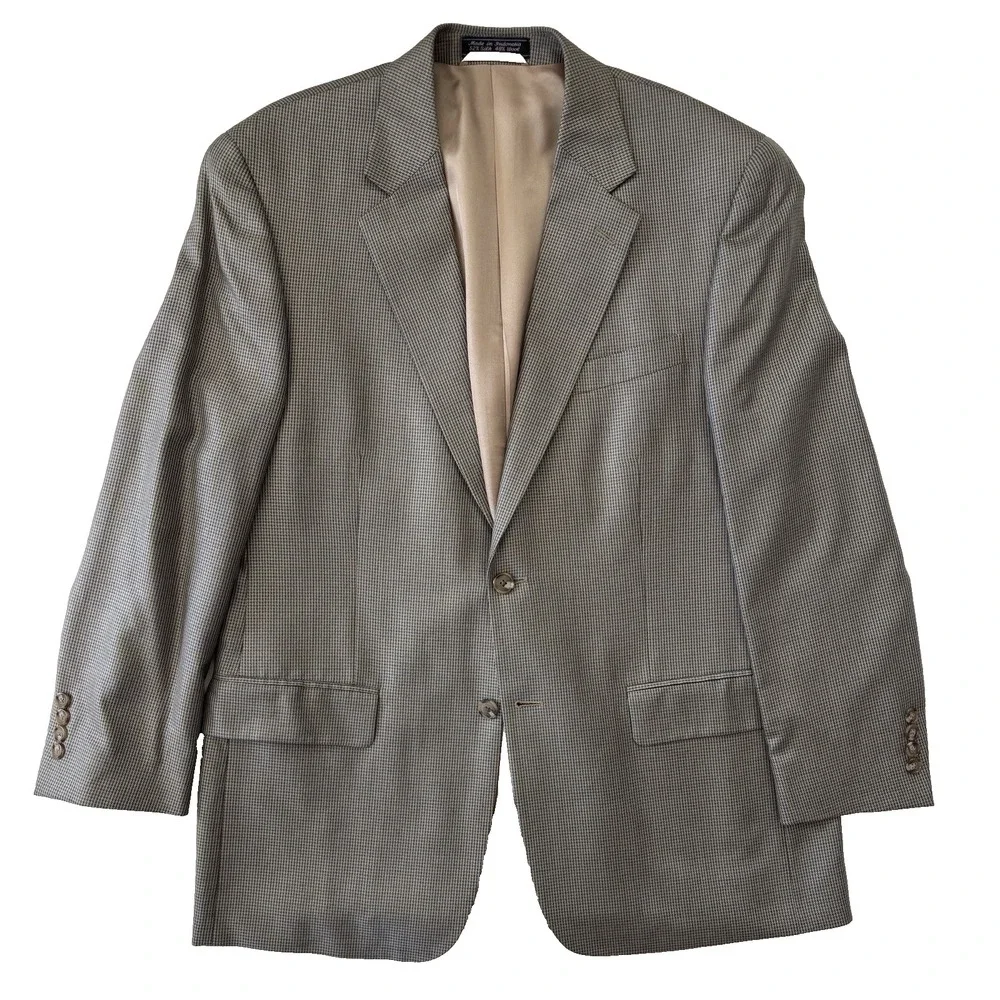 mens‎ gray micro houndstooth Haspel silk wool blazer jacket sport suit coat 40 S